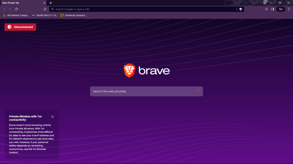 the brave private tab screen