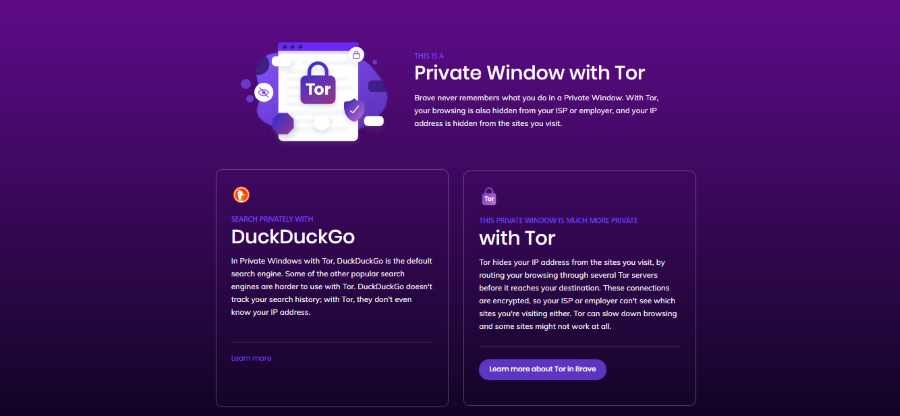 Tor screenshot from Brave Blockchain browser