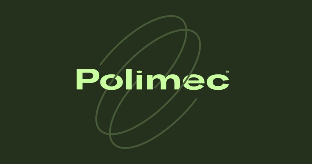 Two green rings surround the word Polimec on the landing page