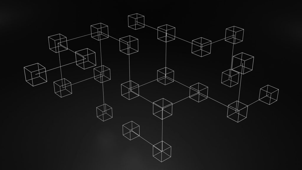 bitcoin network represented as cubes in a net